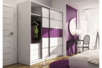 Komplet Dubaj I Bílá/fialové sklo  praltický nábytek do každého bytu