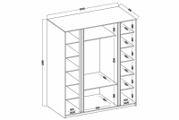 Dulap Sansi 4F3S cu sertare 200 cm - stejar evoke / stejar evoke dulap Kaja 4F3S cu sertare 200 cm - stejar evoke / stejar evoke