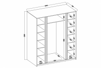 Skříň Sansi 2F2L se zrcadlem 200 cm - černá / dub evoke skříň Kaja 2F2L z zrcadlem 200 cm - černá / dub evoke