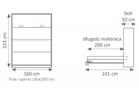 Canapea extensibilă verticală Genius 140x200 cu un birou - stejar uleiat Polkotapczan pionowy Genius 140x200 cu un birou - stejar olejowany