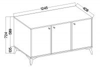 Komoda Lotina I 3F - 125 cm - Béžová Pieskový / zlaté nožičky Komoda Lotina I 3F - 125 cm - Béžová Pieskový / zlote nožičky