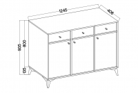 Komoda Lotina I 3F3S so zásuvkami 125 cm - Béžová Pieskový / zlaté nožičky Komoda Lotina I 3F3S so zásuvkami 125 cm - Béžová Pieskový / zlote nožičky