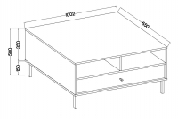 Konferenční stolek Lotina II 1S se zásuvkou 100x65 cm - černý grafit / zlaté nožky stolek kawowy Lotina II 1S z szuflada 100x65 cm - černá grafit / zlote Nohy