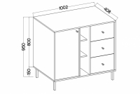 Komoda Lotina II 1F3S so zásuvkami 100 cm - Béžová Pieskový / zlaté nožičky Komoda Lotina II 1F3S so zásuvkami 100 cm - Béžová Pieskový / zlote nožičky