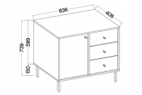 Komoda Lotina II 1F3S so zásuvkami 84 cm - Béžová Pieskový / zlaté nožičky Komoda Lotina II 1F3S so zásuvkami 84 cm - Béžová Pieskový / zlote nožičky