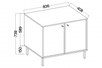 Komoda Lotina II 2F - 84 cm - čierny grafit / zlaté nožičky Komoda Lotina II 2F - 84 cm - Čierny grafit / zlote nožičky