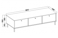 TV stolek Lotina II 3K - 180 cm - černá grafit / zlaté Nohy Skříňka RTV Lotina II 3K - 180 cm - černá grafit / zlaté Nohy