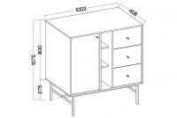 Komoda Lotina III 1F3S so zásuvkami 100 cm - čierny grafit / zlaté nožičky Komoda Lotina III 1F3S so zásuvkami 100 cm - Čierny grafit / zlote nožičky