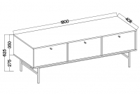 TV stolík Lotina III 3K - 180 cm - čierny grafit / zlaté nožičky TV skrinka Lotina III 3K - 180 cm - Čierny grafit / zlote nožičky