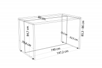 Kuchynský ostrovček KAMMONO 140cm - Dub Nebraska / biely lesk Wyspa Kuchynská KAMMONO 140cm - Dub Nebraska / biely lesk