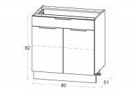 Spodní kuchyňská skříňka Ilandia DS80.1/1 dvoudveřová se zásuvkou - bílý mat Skříňka kuchyňská spodní Ilandia DS80.1/1 dvoudveřová z szuflada - bílý mat