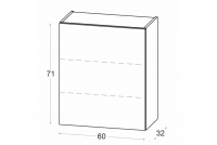 Závesná kuchynská skrinka Ilandia W60/71 jednodverová -biely mat Skrinka Kuchynská závesná Ilandia W60/71 jednodverová -  biely mat