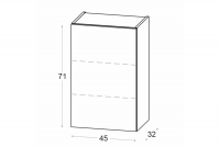 Závesná kuchynská skrinka Ilandia W45/71 jednodverová - biely mat Skrinka Kuchynská závesná Ilandia W45/71 jednodverová - biely mat