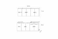Kuchynská linka Ilandia 200cm - biely mat / šedý mat Komplet nábytku kuchynského Ilandia 200cm - biely mat / šedý mat