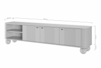 TV stolek Vesper 3D 187 cm - kašmírová / černé úchytky / kašmírové nožky koule Skříňka RTV Vesper 187 cm - kašmír / černá Úchytky