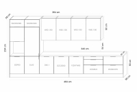 Kuchyňská linka Kammono 460 cm - K2 šedý dub / P4 bílý mat Komplet nábytku kuchennych Kammono 460cm - K2 dub šedá0 / P4 bílý mat