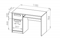 íroasztal mlodziezowe Jowiza 14 z szuflada 119 cm - bükk fjord / szürke platyna / fehér íroasztal mlodziezowe Jowiza 14 z szuflada 119 cm - bükk fjord / szürke platyna / fehér