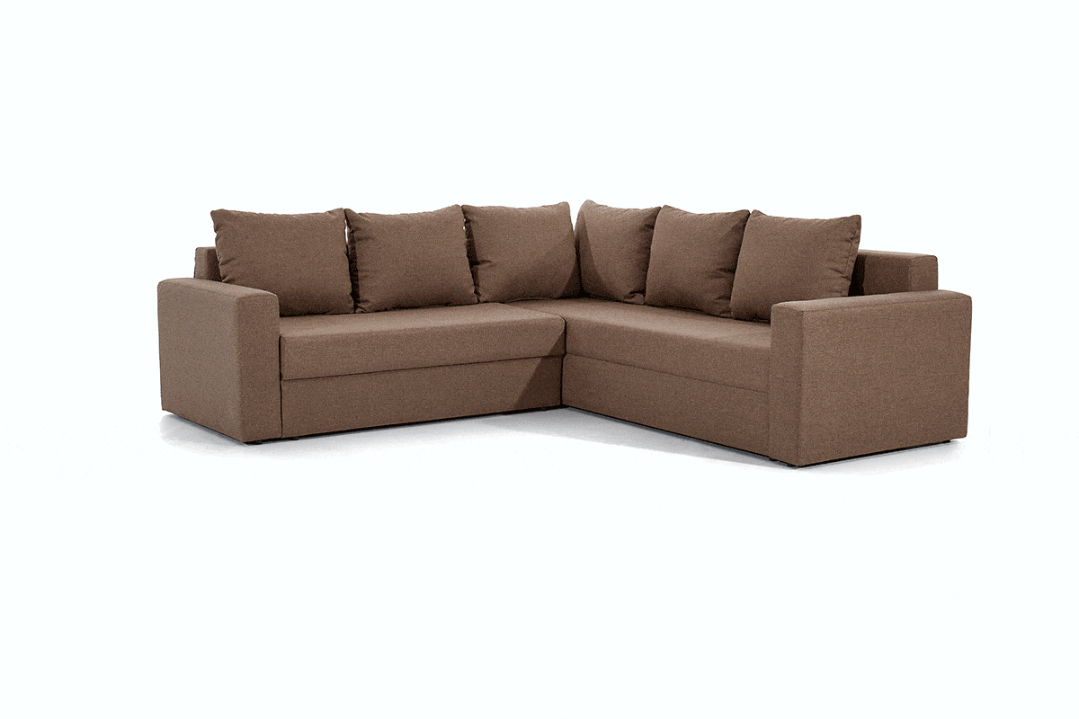Rohová sedacia súprava Turias L II s funkciou spania pravá - hnedá tkanina Sawana 02 Rohová sedacia súprava s funkciou spánku Turias L II pravá strana - Hnedá plecionka Sawana 02