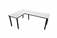 PC stôl Nelmin 200 cm s LED ľavý - biela / čierna Písací stôl gamingowe Nelmin 200 cm na kovových nohách z tasma LED lewe - biela / čierny 