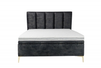 postel pro ložnice s čalouněným stelazem a úložným prostorem Klabi - 140x200, Nohy zlaté  šedý postel čalouněné Klabi pro ložnice 