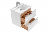 Komplet nábytku do kúpeľne Capri biely lesk/Dub zlaté  Skrinka S umývadlom 