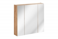 Komplet nábytku do koupelny s deskou Capri Bílý lesk/Dub Žlutý - 80 cm Skříňka se zrcadlem Capri 843