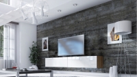 Skrinka stojaca horizontálne sklopná Combo 4 - Dub wotan/MDF Biely lesk - výpredaj Minimalistická Obývacia stena 