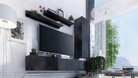 Skříňka závěsná výklopná Combo 5 - grafit/MDF Černý lesk - Konec série minimalistický obývací Nábytek 