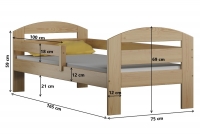 Detská posteľ s výsuvným lôžkom Wiola Posteľ - Rozmery 160x70