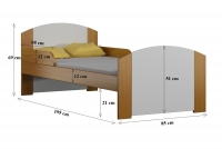 Detská drevená posteľ Fibi s výsuvným extra lôžkom  Detská drevená posteľ Fibi s výsuvným extra lôžkom