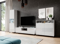Dvojdverová komoda Paris s otvorenou policou - biely lesk  komodado obývačky