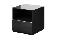 Komplet nábytku s konferenčním Stůlem Helio Černý - Černé sklo Malá Skříňka 