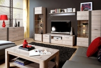 Komplet nábytku do obývacej izby Locarno - Dub Nelson / šedý mat - Dekor N92 - Výpredaj expozície Komplet s osvetlením 