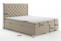 Boxspring posteľ s úložným priestorom Ofelia 160x200 Boxspring posteľ z pojemnikami Ofelia 160x200 - Rozmery 