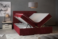 Boxspring posteľ s úložným priestorom Adelino 180x200 Červené Posteľ do sypailni z pojemnikami na posciel 