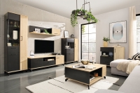 Komoda třídveřová Madison MD5 - Černý / Dub piškotový moderní Komplet nábytku do obývacího pokoje