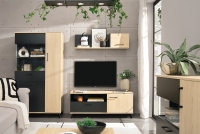 Komoda TV jednodverová s otvorenou policou i zásuvka Madison MD8 - Čierny / dub piškótový moderné Nábytokdo obývačky