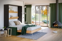 Pohovka ku sklápacej posteli 140 cm Elegantia loftowy polkotapczan z zielona sofa 