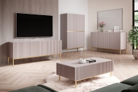 Nicole 150 cm-es TV-szekrény - antik rózsaszín MDF / arany lábak Skříňka tv