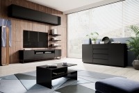 Zostava nábytku do obývačky Loftia 1 - čierna/čierny mat Zostava nábytku do obývačky 