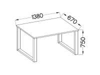 Stôl Loftowy Industriálny 138x67 - biela / čierny 
