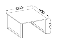 Stôl Loftowy Industrialny 138x90 - biela / čierna 