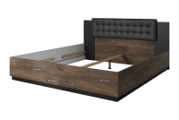 postel 160x200 Sigma 31 Bez vnitřního úložného prostoru - Dub flagstaf ze srebrna nitka / Černý supermat postel s čelem z ekokůže