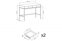Konzolový stolek se dvěma zásuvkami Eladia - Béžový Rozměry vnitřní nábytku