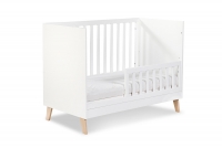 drevená posteľ dla niemowlaka z szuflada i barierka Noah - Biely/Dub, 120x60 biale posteľ so zábradlím  