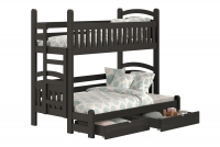 Amely Maxi emeletes ágy, bal oldal - fekete, 80x200/120x200 fekete postel fiokokkal 