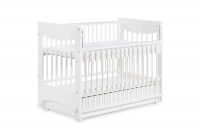 dřevěná postel pro miminko s funkcí kolébky Luna - Bílý, 120x60 postel kolyska dla dziecka  