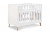 drevená posteľ dla niemowlaka z szuflada i barierka Noah - Biely/Dub, 120x60 biale posteľ niemowlece Noah 