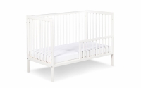dřevěnýpostel dla niemowlaka z barierka Timi - Bílý, 120x60 biale postel z barierka 