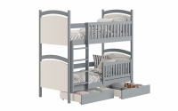Posteľ poschodová s tabuľou Amely - Farba šedý, rozmer 70x140 posteľ poschodová drevená 